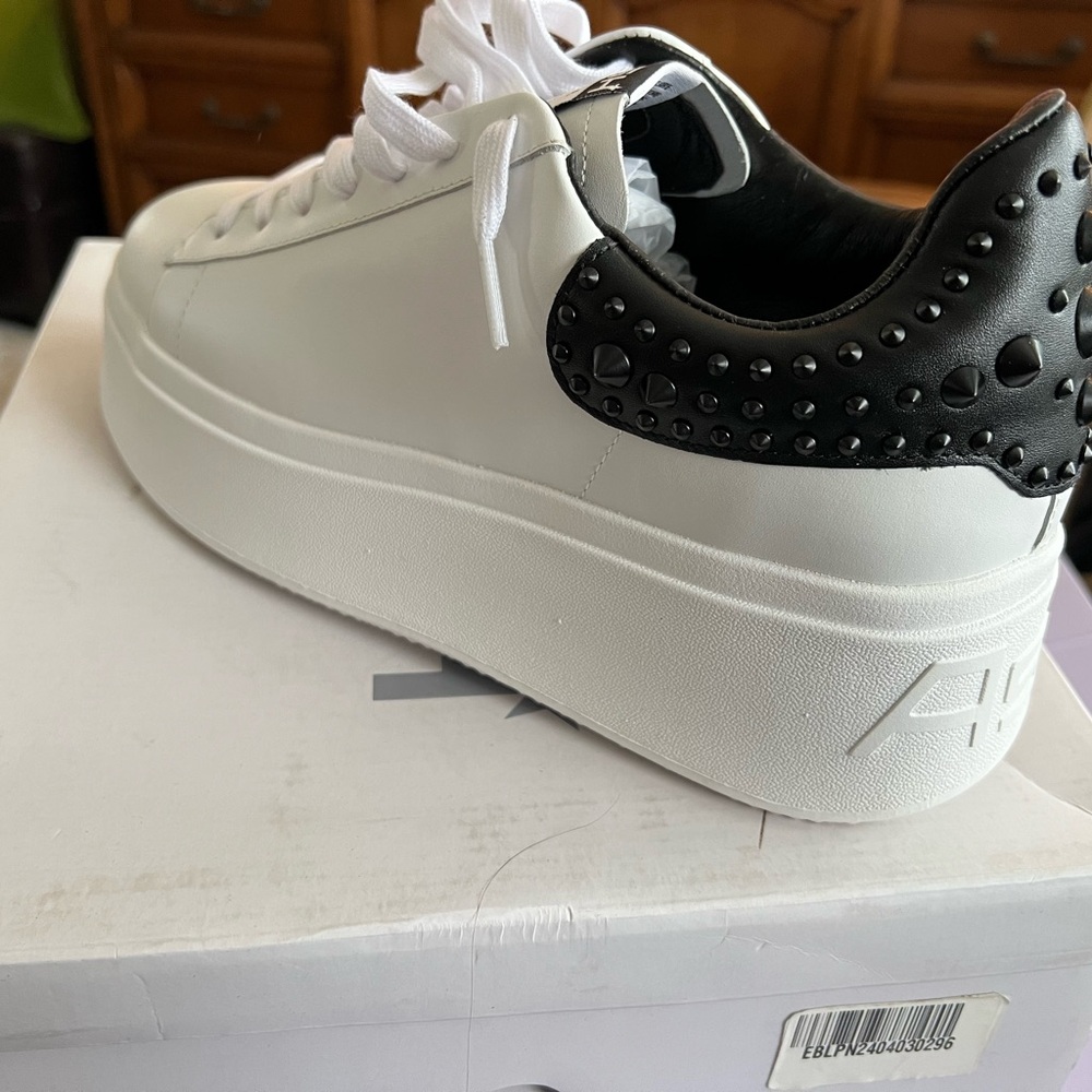 Women's ASH White and Black Studded Platform Sneakers